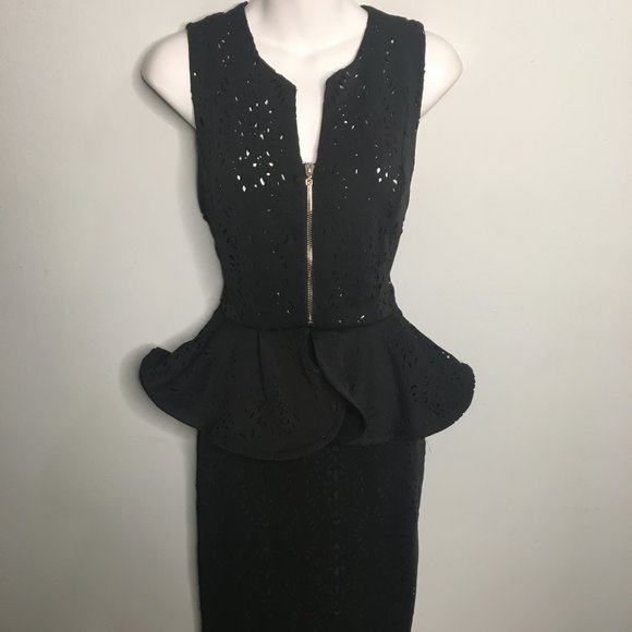 Boutique - Black Peplum Cocktail Dress - Item#92 - Picture 1 of 11